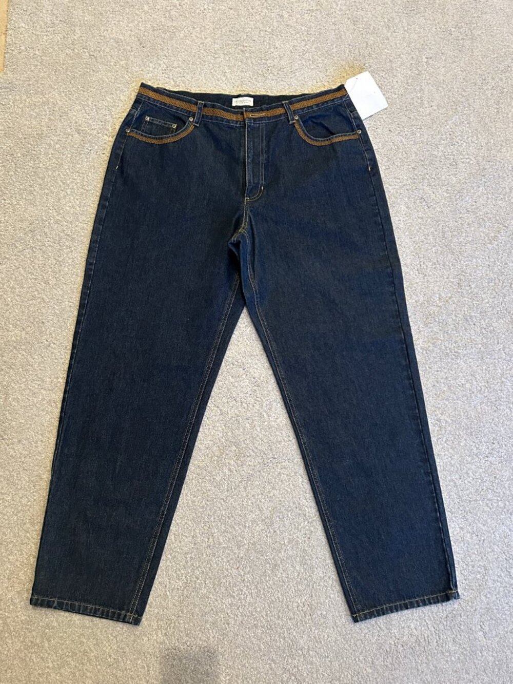 Liz Claiborne Dark Indigo Straight Leg Jeans Hem Detail - Size 16
